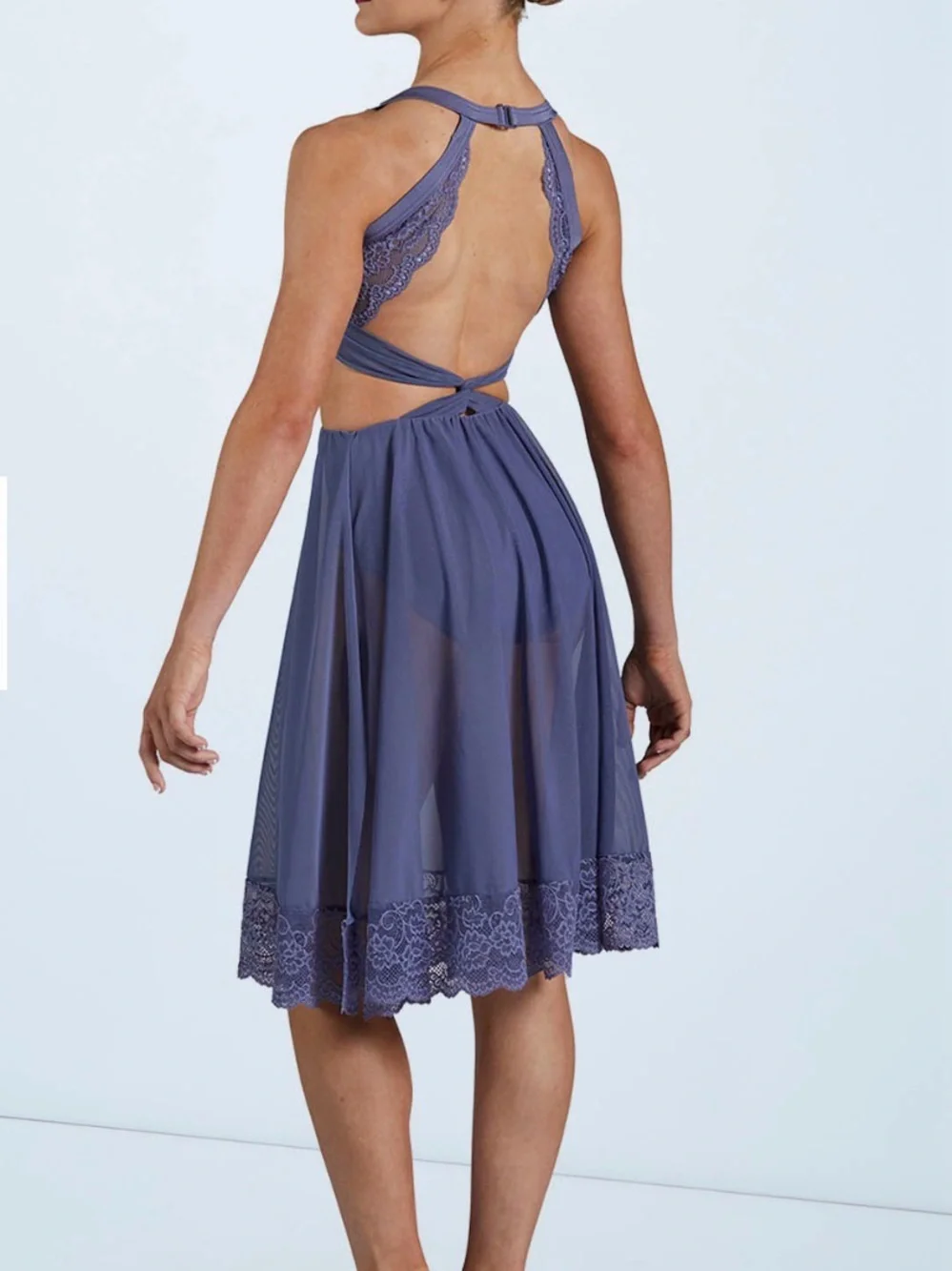 Weissman Jealous Lavender Lace Lyrical Dance Dress with Sheer Skirt
